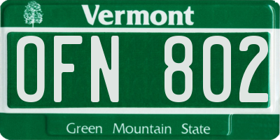 VT license plate OFN802