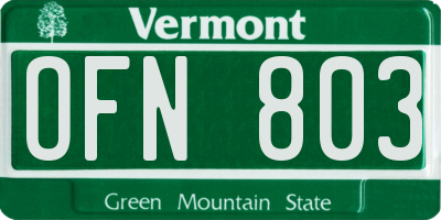 VT license plate OFN803