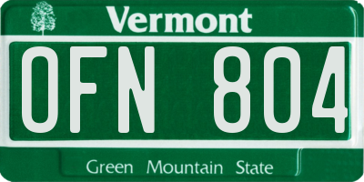 VT license plate OFN804