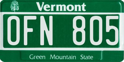 VT license plate OFN805