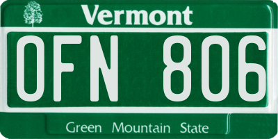 VT license plate OFN806
