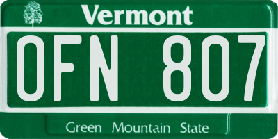 VT license plate OFN807