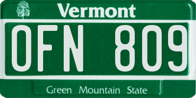 VT license plate OFN809