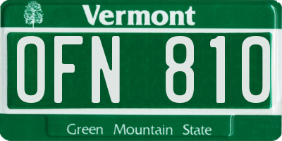 VT license plate OFN810