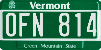 VT license plate OFN814