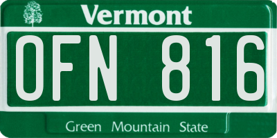 VT license plate OFN816
