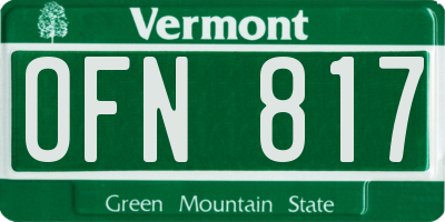 VT license plate OFN817