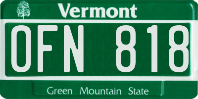 VT license plate OFN818