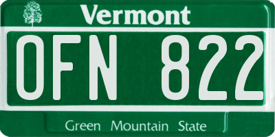 VT license plate OFN822