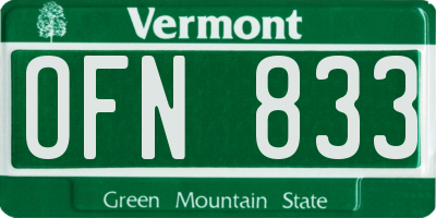 VT license plate OFN833