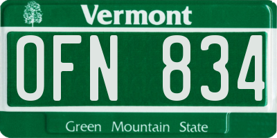 VT license plate OFN834