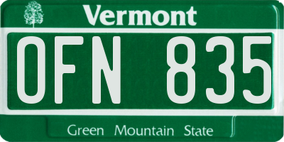 VT license plate OFN835