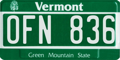 VT license plate OFN836