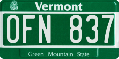 VT license plate OFN837