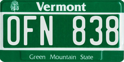 VT license plate OFN838