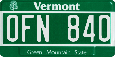 VT license plate OFN840