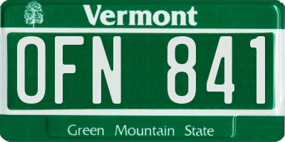 VT license plate OFN841