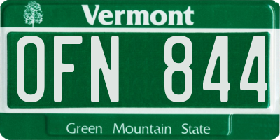 VT license plate OFN844