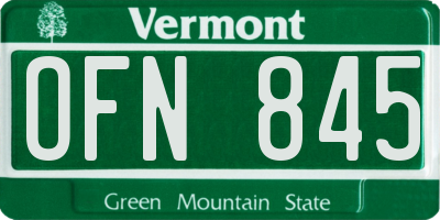 VT license plate OFN845