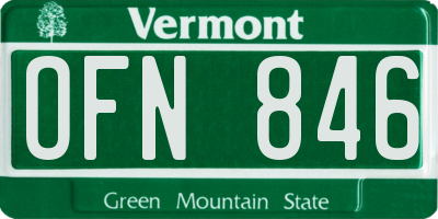VT license plate OFN846