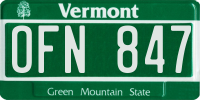 VT license plate OFN847
