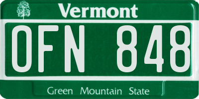 VT license plate OFN848