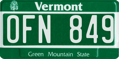 VT license plate OFN849
