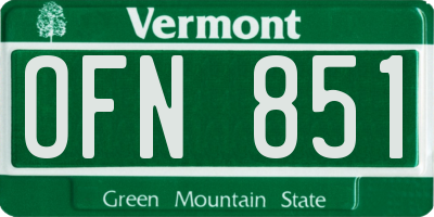 VT license plate OFN851