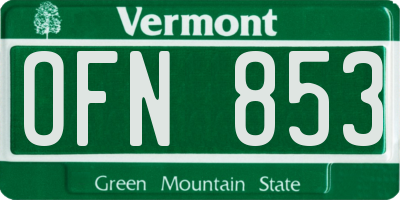 VT license plate OFN853