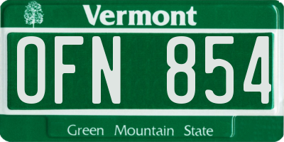 VT license plate OFN854
