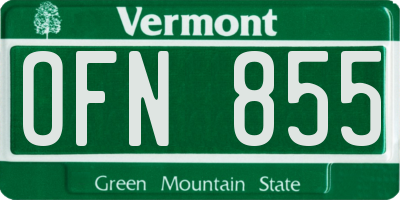 VT license plate OFN855