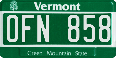 VT license plate OFN858