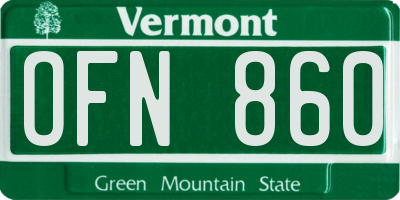 VT license plate OFN860