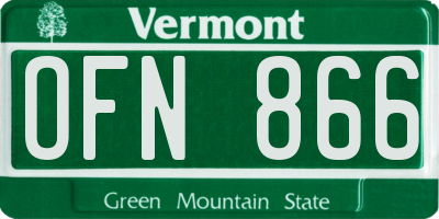 VT license plate OFN866