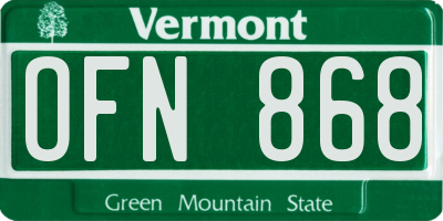 VT license plate OFN868
