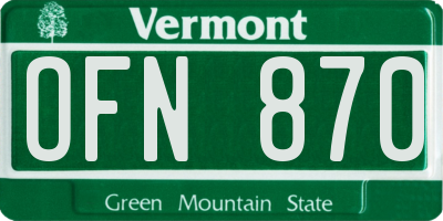 VT license plate OFN870