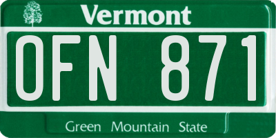 VT license plate OFN871