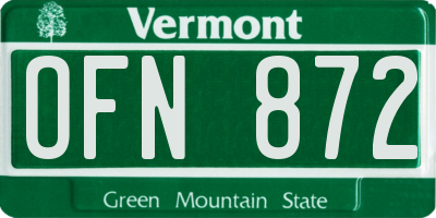 VT license plate OFN872