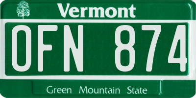 VT license plate OFN874