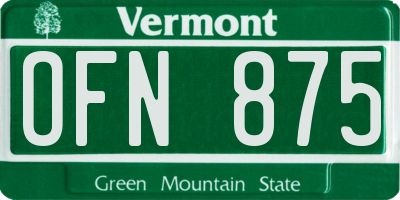 VT license plate OFN875