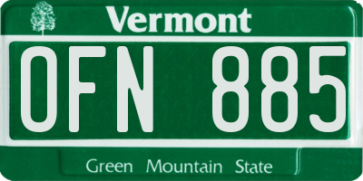 VT license plate OFN885