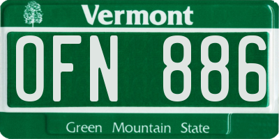 VT license plate OFN886