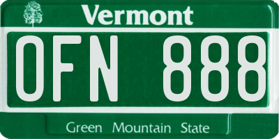 VT license plate OFN888