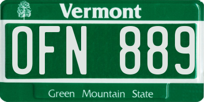 VT license plate OFN889