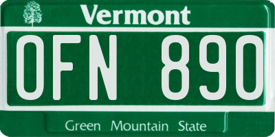 VT license plate OFN890