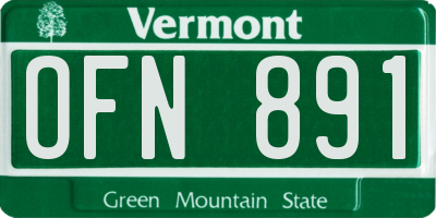 VT license plate OFN891