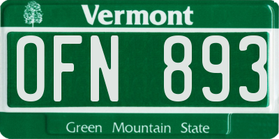 VT license plate OFN893