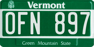 VT license plate OFN897