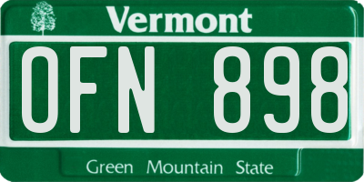VT license plate OFN898