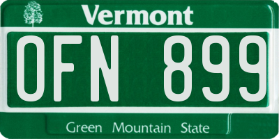 VT license plate OFN899